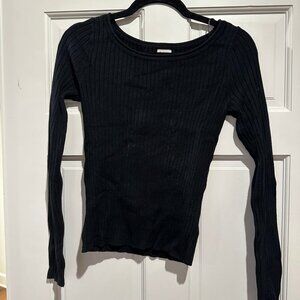 A New Day Black Ribbed Long Sleeve Shirt